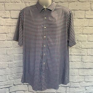 Bugatchi‎ Mens XXL S/S Shaped Fit Button Up Shirt Gingham Check Colorful